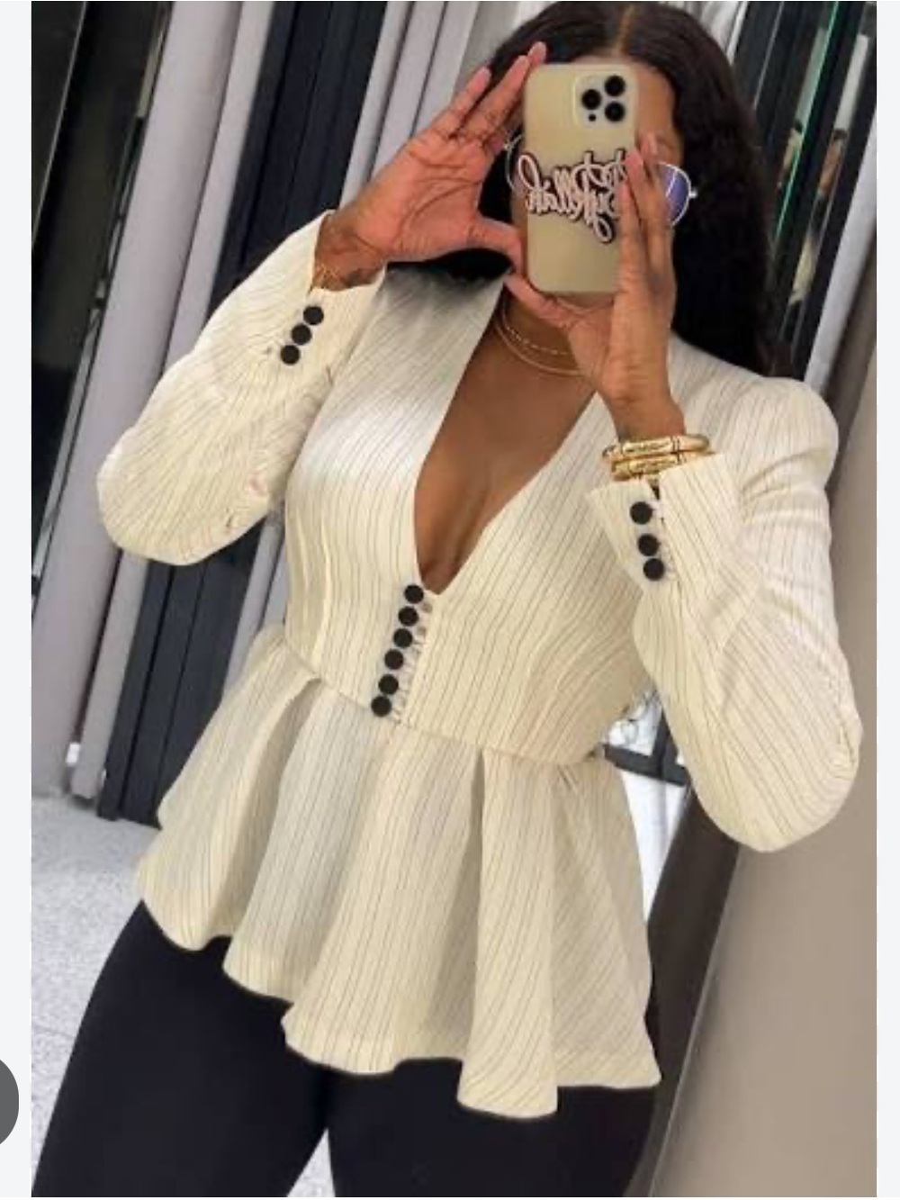 ZARA STRIPED PEPLUM BLAZER